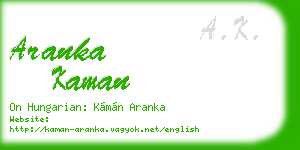 aranka kaman business card